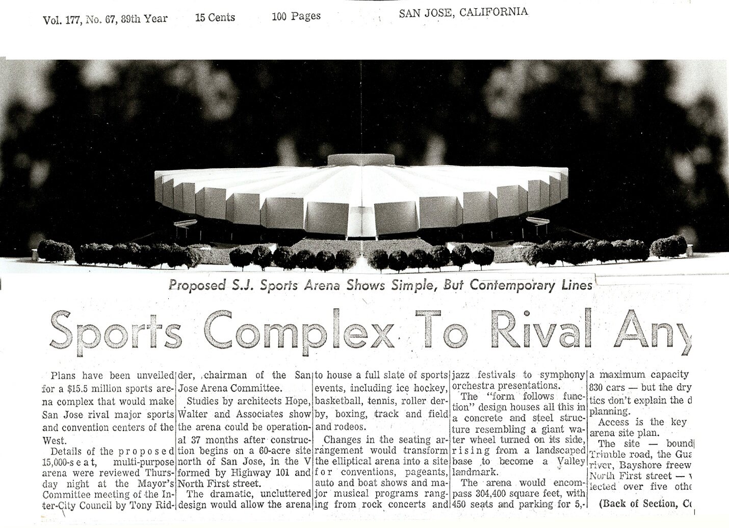 Newspaper article, Sports Complex to Rival Any
