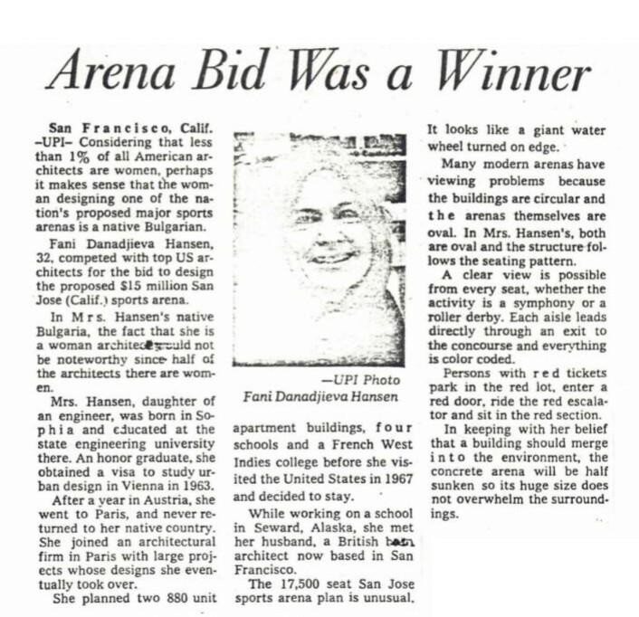 Newspaper article, Arena Bid Was a Winner