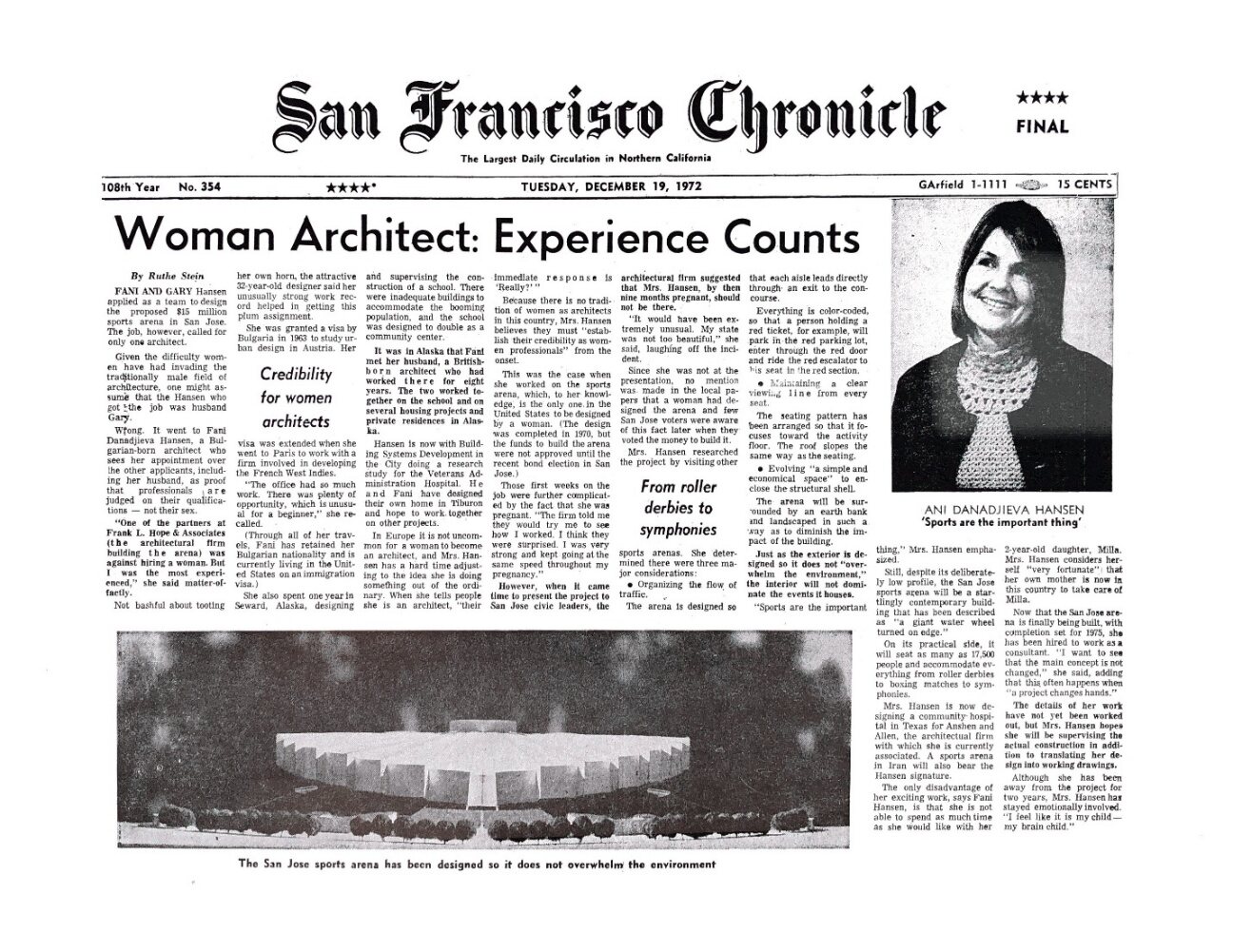 San Francisco Chronicle article, Woman Architect: Experience Counts