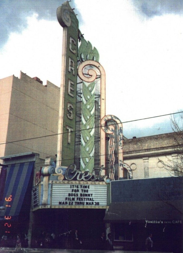 The Crest Theater marquee on K Street, Sacramento