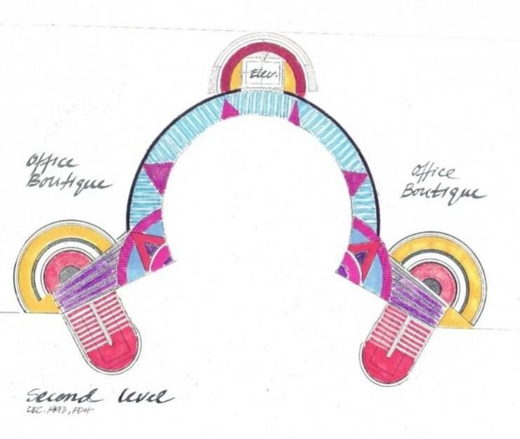 Concept sketch for a decorative pedestrian gateway