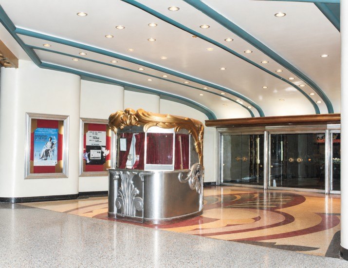 The reconstructed Crest Theater entry lobby