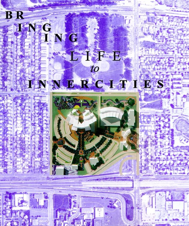 Competition proposal cover with the Pittsburg city logo overlaid on an aerial map