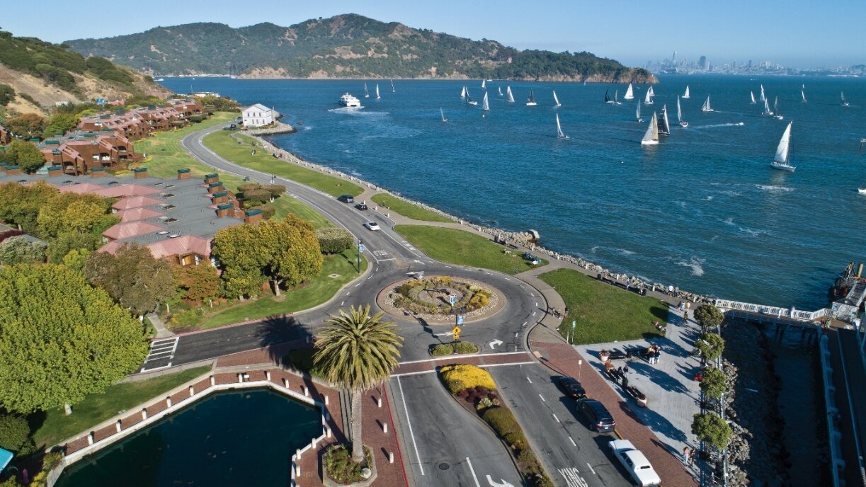 Aerial view of the Tiburon waterfront park today