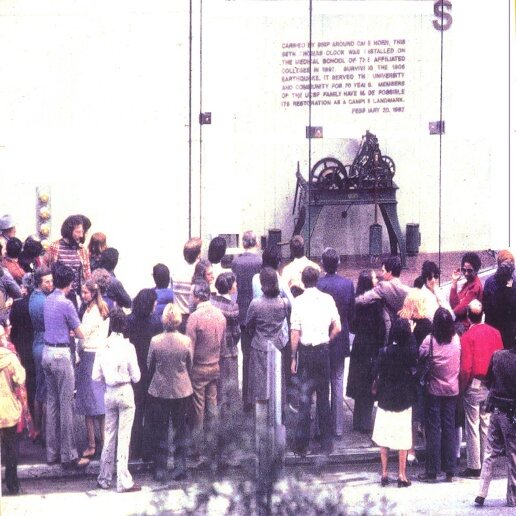 Crowd gathered for the Clock Tower dedication