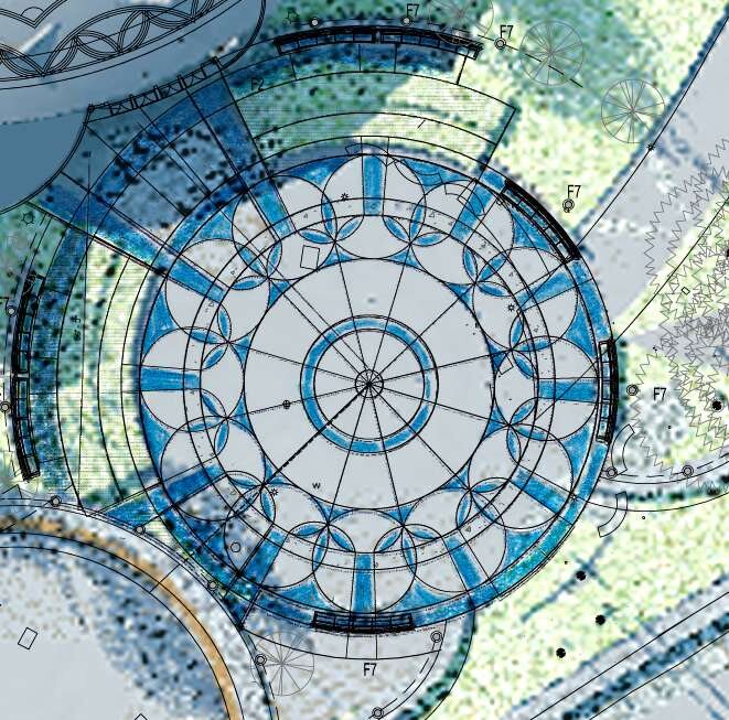 Laurel leaf design pattern for the plaza paving