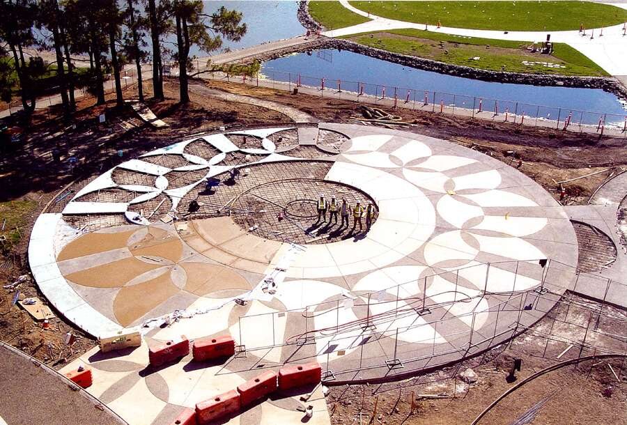 The Veterans' Plaza paving under construction