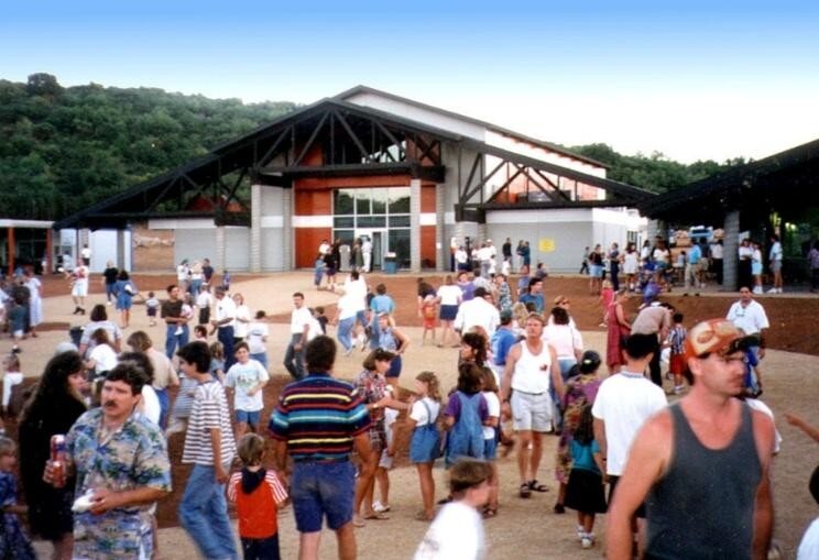 Families gathered at the school opening
